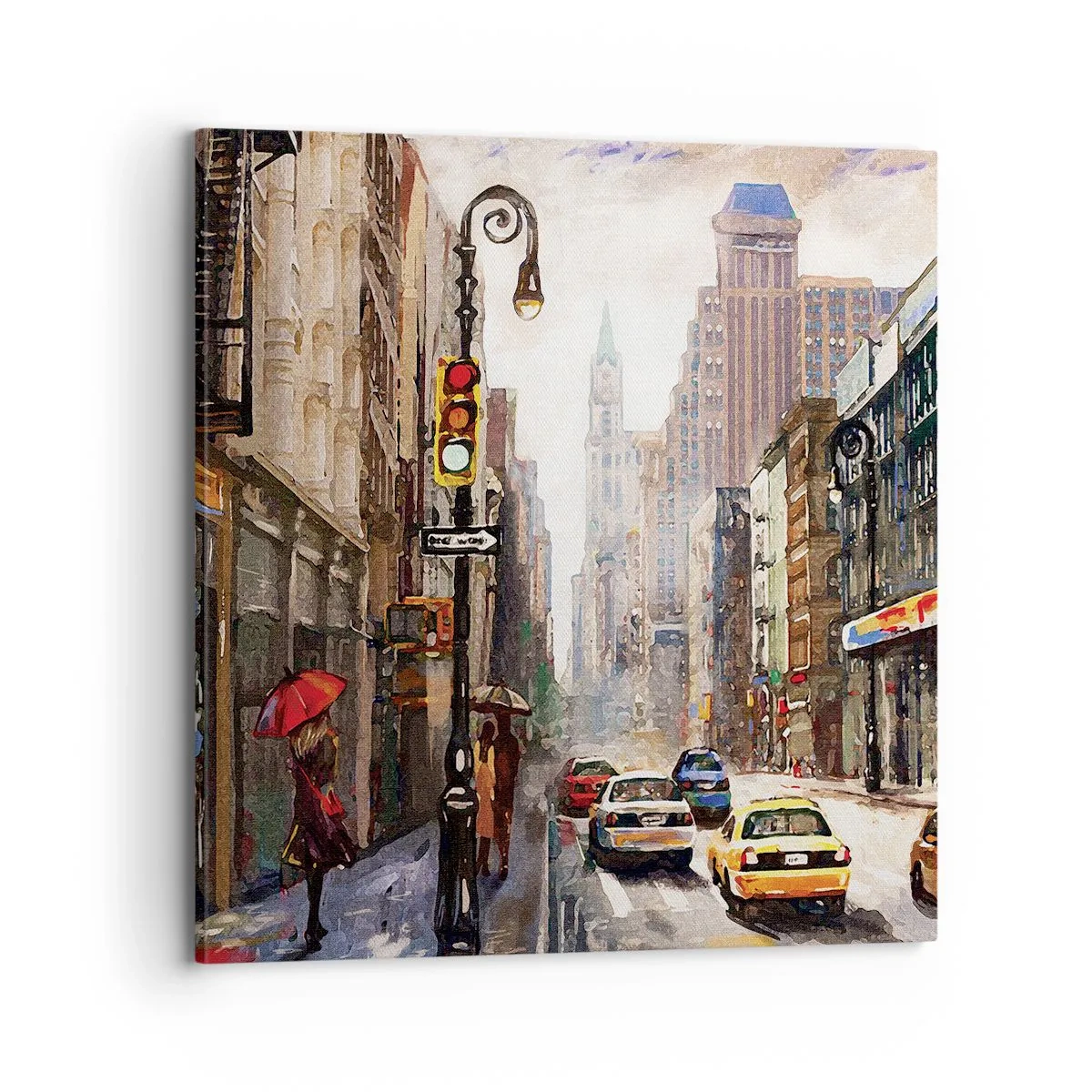 Cuadro sobre lienzo - Impresión de Imagen - Nueva York - también colorida bajo la lluvia - 70x70 cm