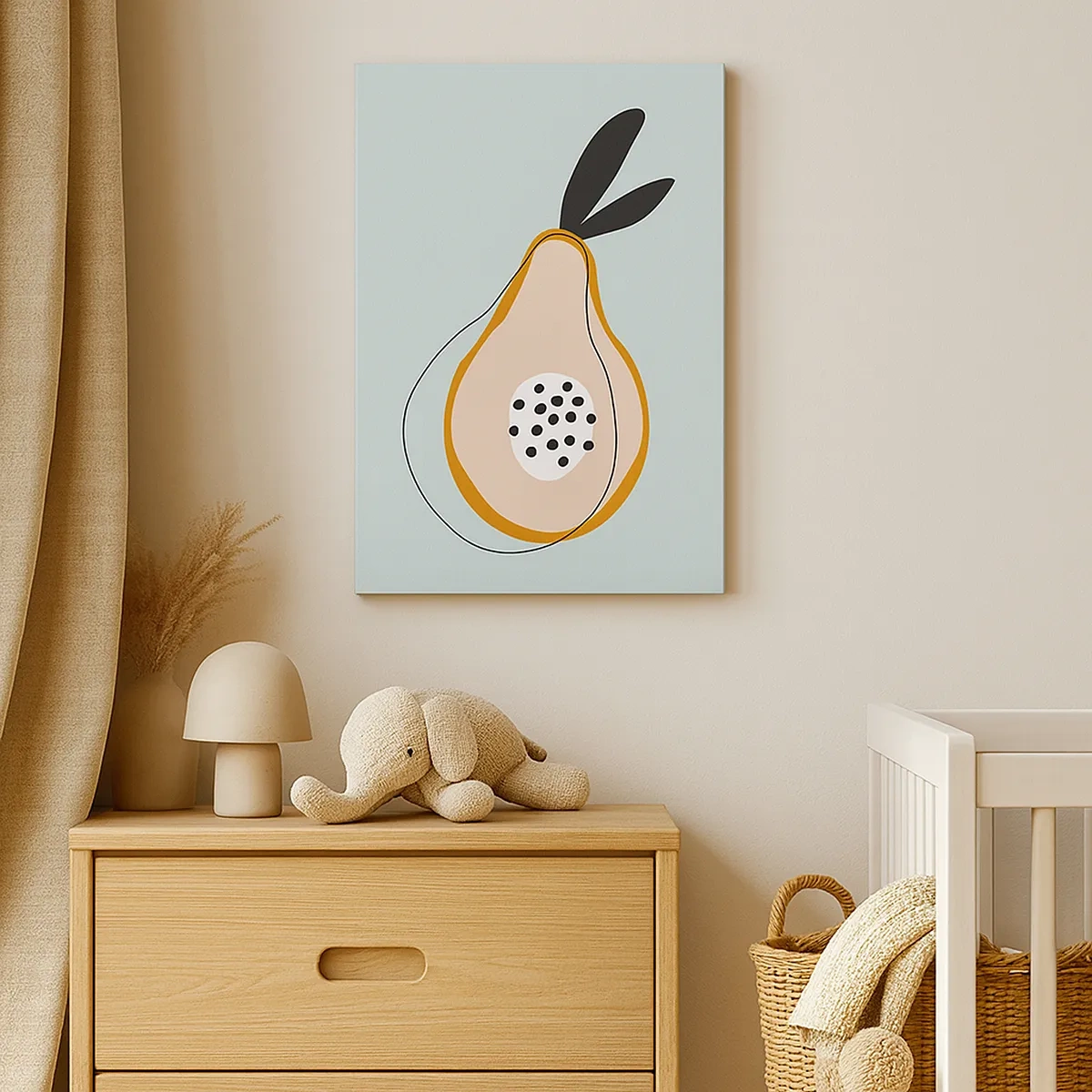 Cuadro sobre lienzo - Impresión de Imagen - Pera abstracta sobre un fondo claro - 50x70cm - El interior de la naturaleza - Decoración de pared moderna para salón y dormitorio ARTTOR