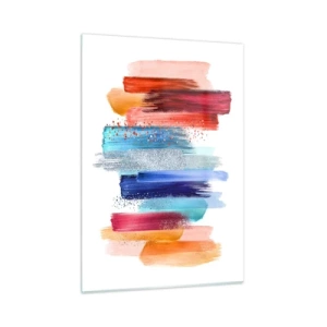 Cuadro sobre vidrio - Impresiones sobre Vidrio - Composición abstracta de pinceladas de colores - 50x70cm - Arriba y abajo - Decoración de pared moderna para salón y dormitorio ARTTOR