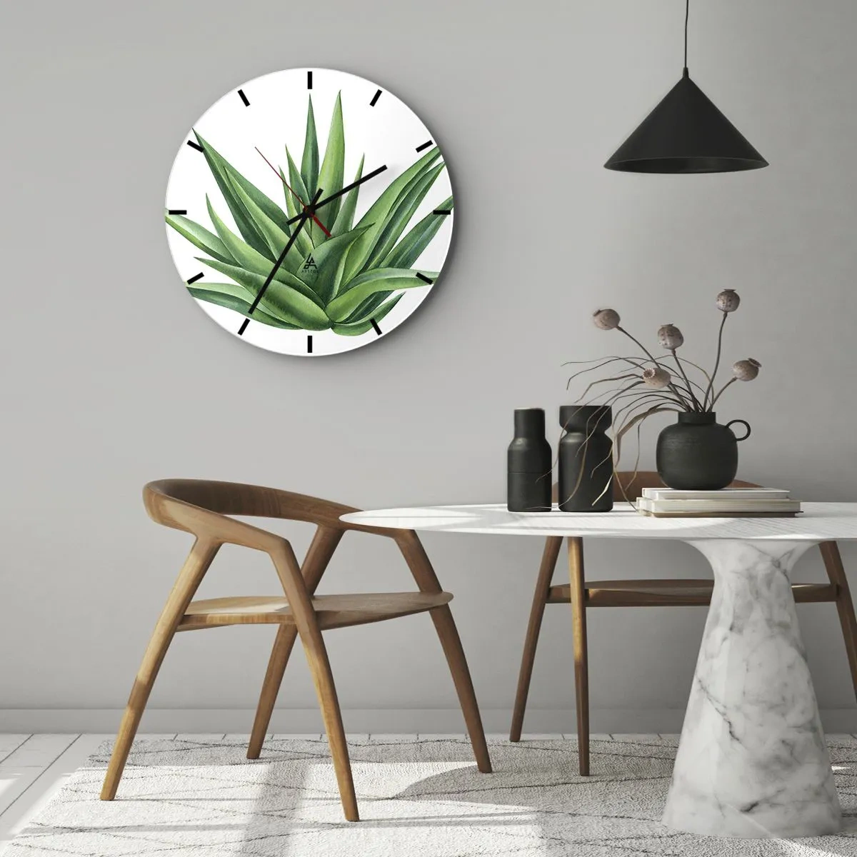 Reloj de pared - Reloj de vidrio - Verde - fuerza - vida - 40x40 cm