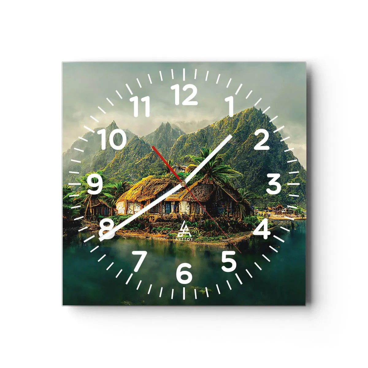 Reloj de pared - Reloj de vidrio - Paraíso tropical - 40x40 cm