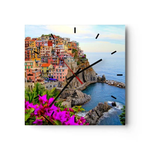 Reloj de pared - Reloj de vidrio - La ciudad de la risa - 40x40 cm