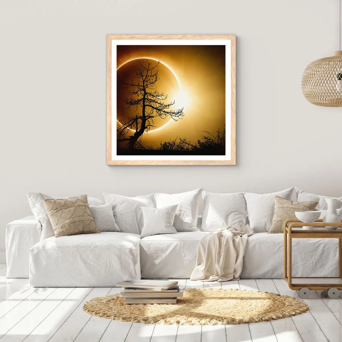 Póster en marco roble claro - Eclipse total - 60x60 cm