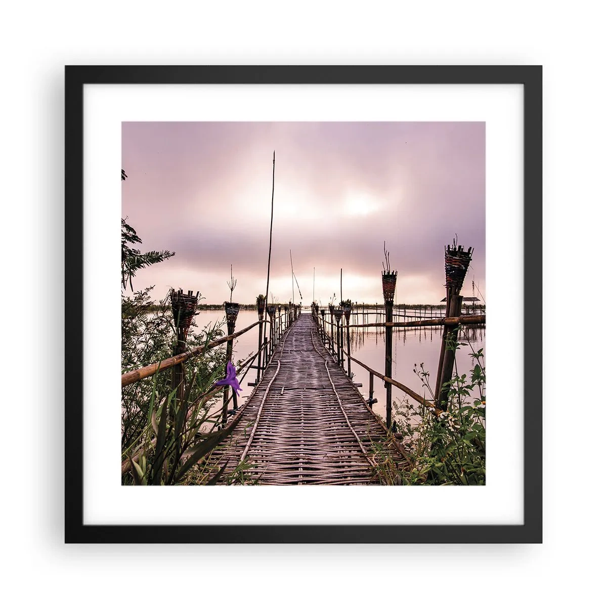 Póster en marco negro - La tranquilidad de Asia - 40x40 cm