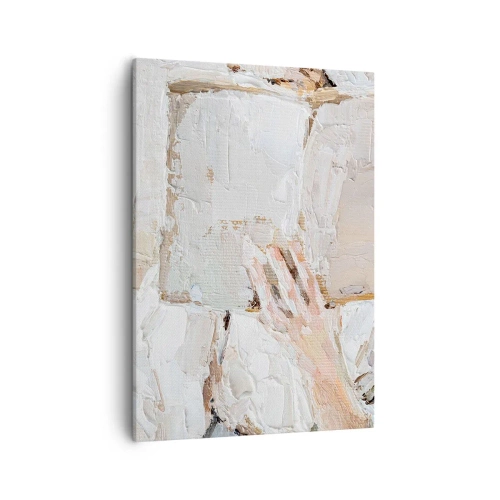 Cuadro sobre lienzo - Impresión de Imagen - Una pintura impresionista de una mano sosteniendo un libro abierto. - 50x70cm - En otro mundo - Decoración de pared moderna para salón y dormitorio ARTTOR