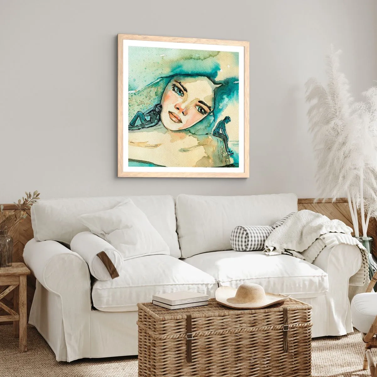 Póster en marco roble claro - ¿Soy azul? - 60x60 cm