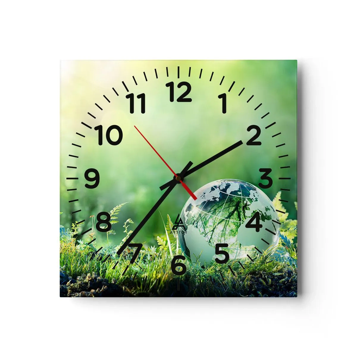 Reloj de pared - Reloj de vidrio - Planeta verde - 40x40 cm