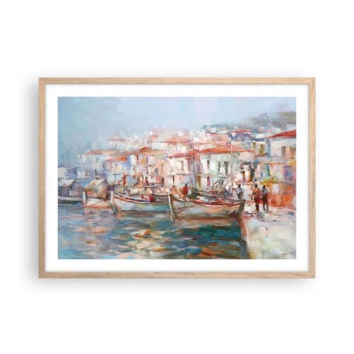 Póster en marco roble claro - Vacaciones en colores pastel - 70x50 cm