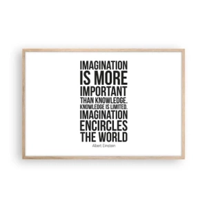 Póster en marco roble claro - Einstein, sobre el poder de la imaginación - 91x61 cm