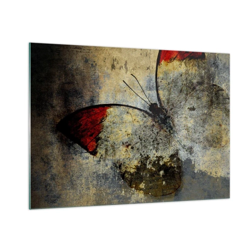 Cuadro sobre vidrio - Impresiones sobre Vidrio - Mariposa abstracta sobre un fondo envejecido - 100x70cm - Mira antes de que desaparezca - Decoración de pared moderna para salón y dormitorio ARTTOR