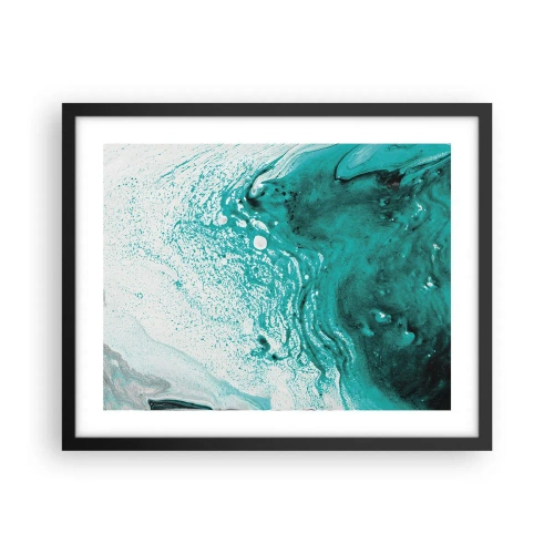 Póster en marco negro - Disolución en blanco y turquesa - 50x40 cm