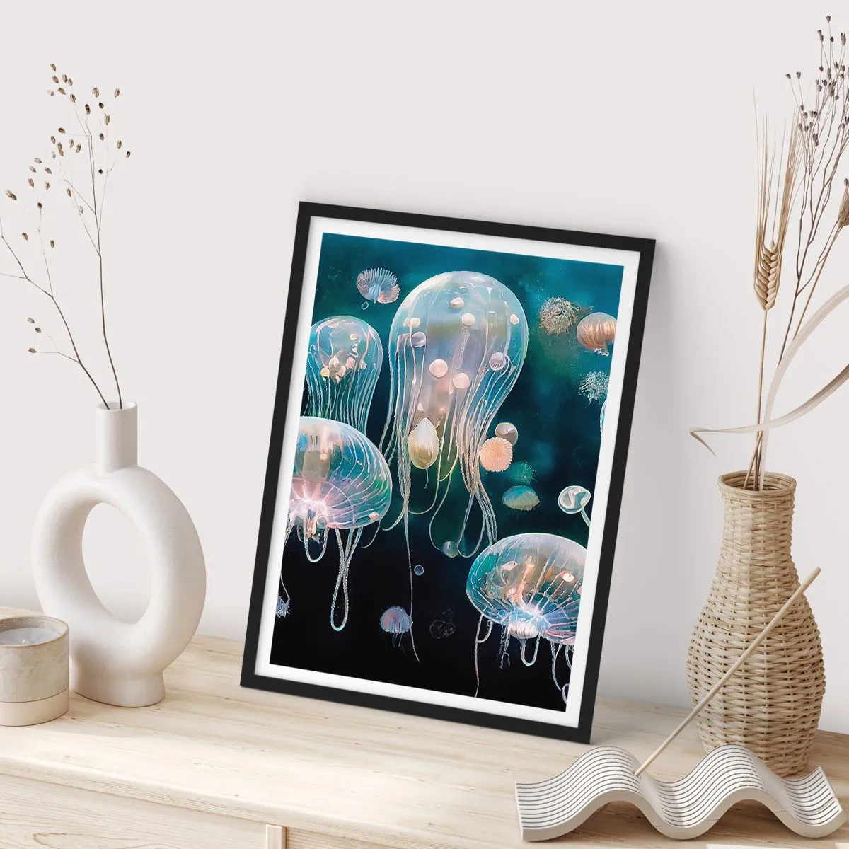 Póster en marco negro - Globos submarinos - 30x40 cm