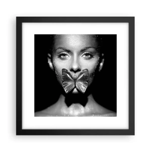 Póster en marco negro - Beso de mariposa - 30x30 cm