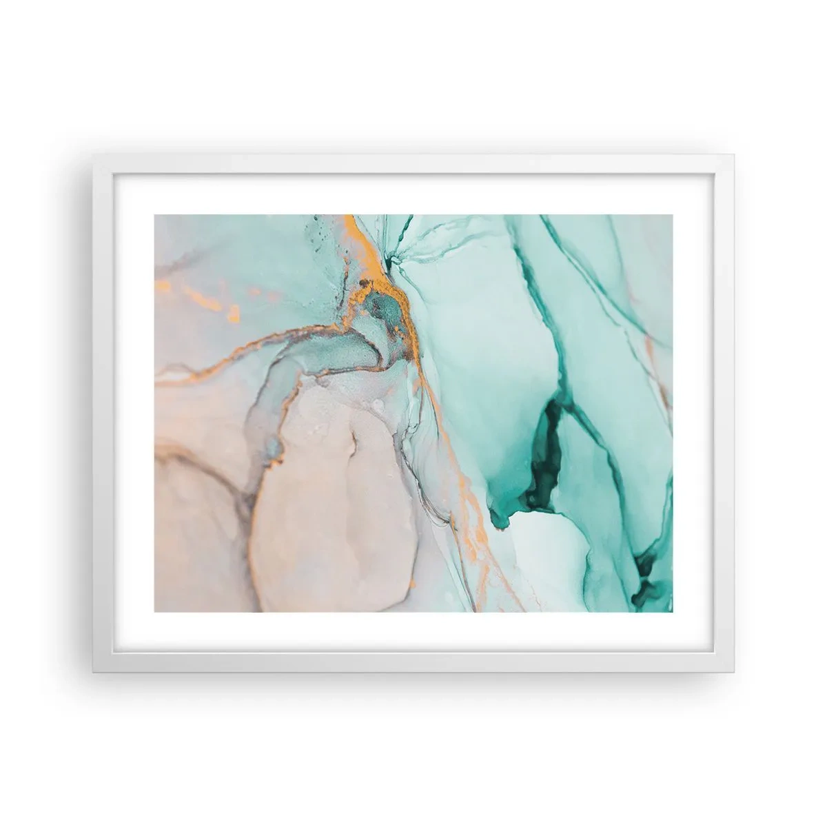 Póster en marco blanco - Danza de formas y colores - 50x40 cm