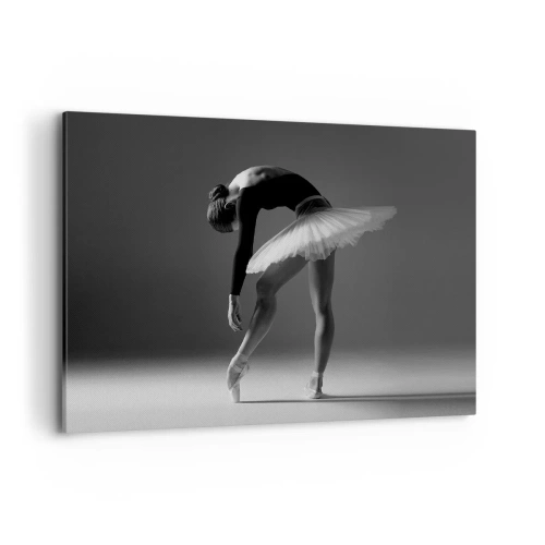 Cuadro sobre lienzo - Impresión de Imagen - Una bailarina en una pose elegante sobre un fondo blanco y negro. - 100x70cm - Bella bailarina - Decoración de pared moderna para salón y dormitorio ARTTOR