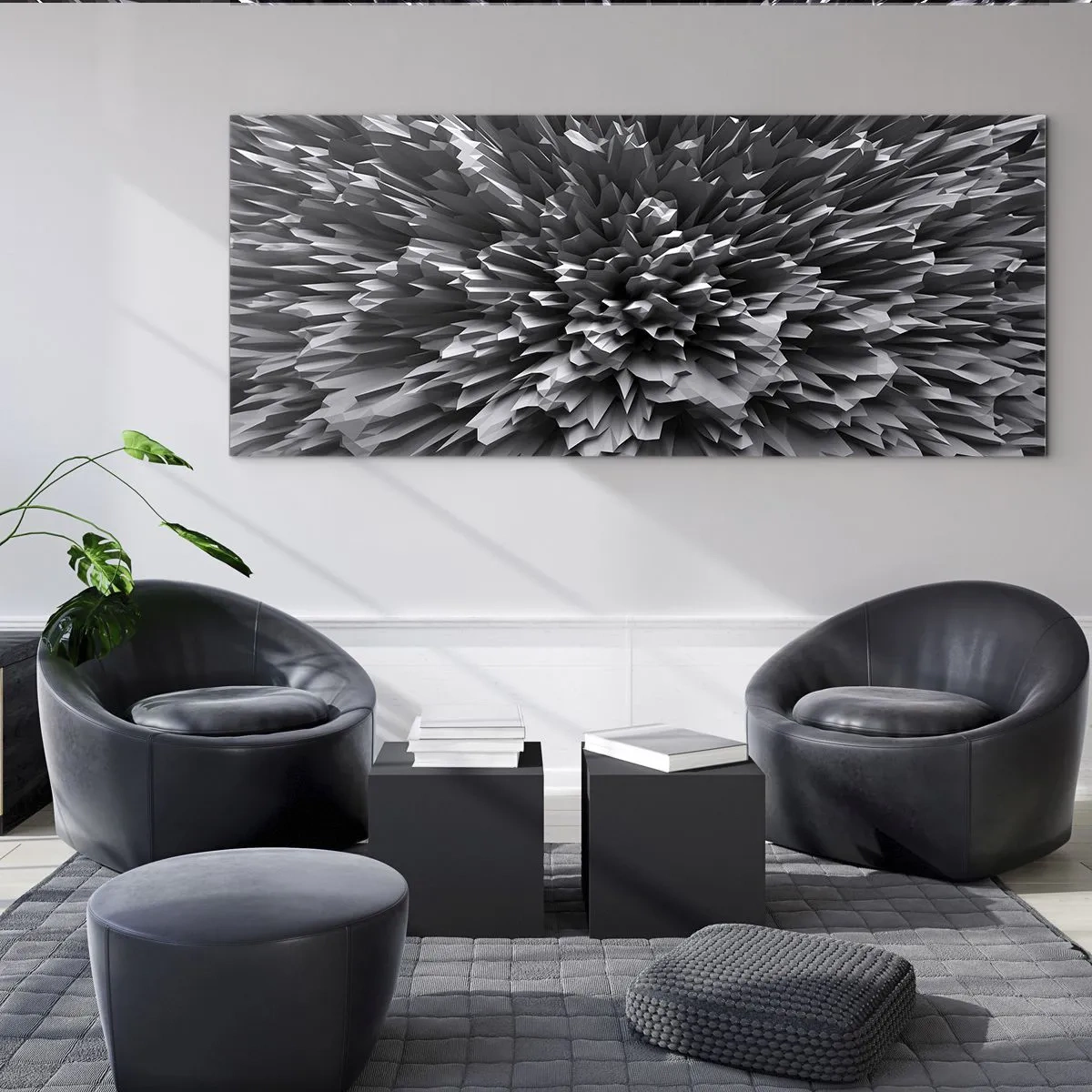 Cuadro sobre vidrio - Impresiones sobre Vidrio - Estructura abstracta en tonos de gris - 140x50cm - No puede ser más afilado - Decoración de pared moderna para salón y dormitorio ARTTOR