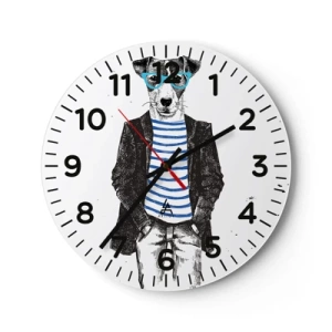 Reloj de pared - Reloj de vidrio - El encanto del perro - 40x40 cm
