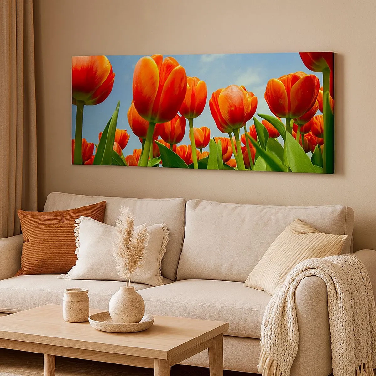 Cuadro sobre lienzo - Impresión de Imagen - Excepto el cielo azul no necesitan nada en la vida - 100x40 cm