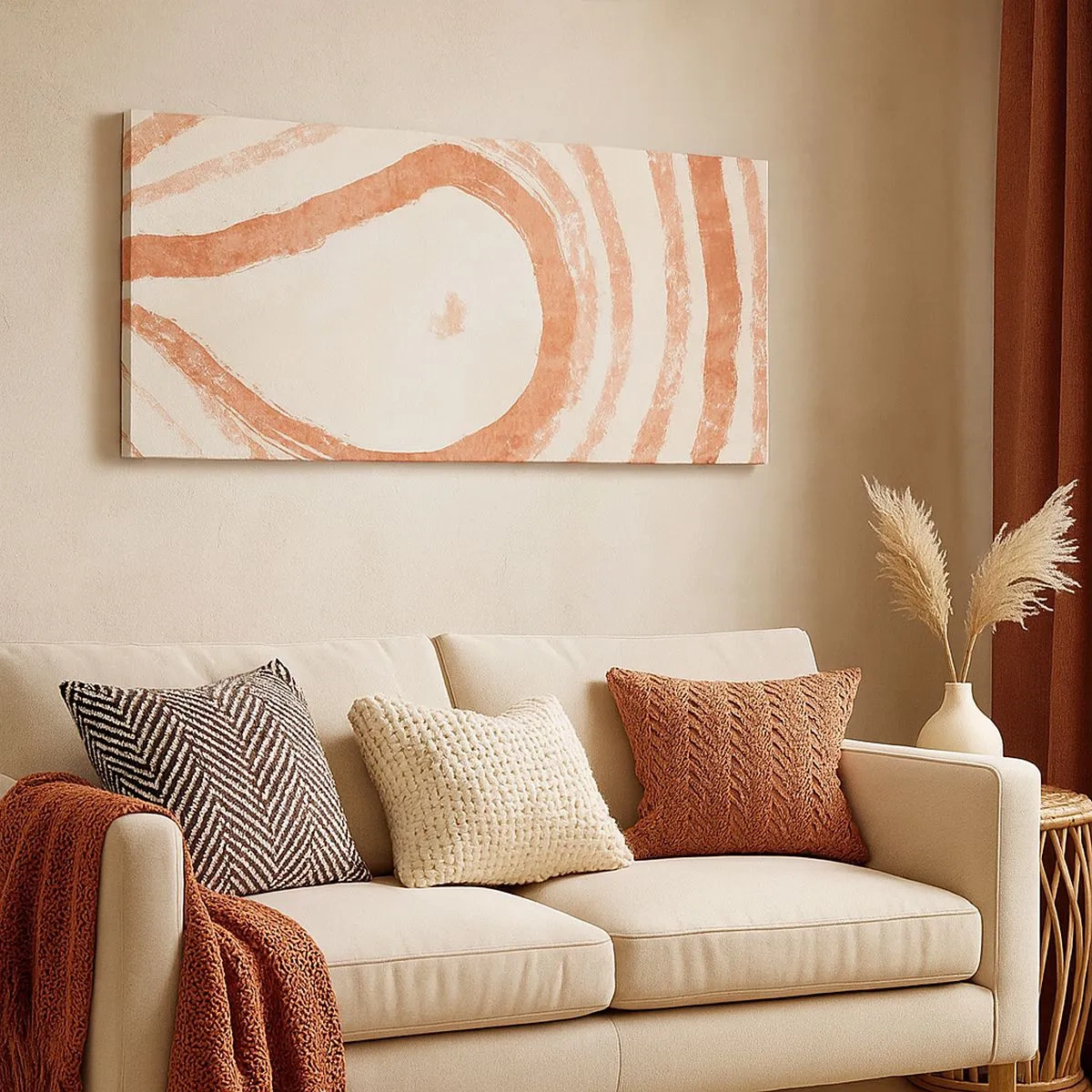 Cuadro sobre lienzo - Impresión de Imagen - Círculos de coral - composición - 100x40 cm