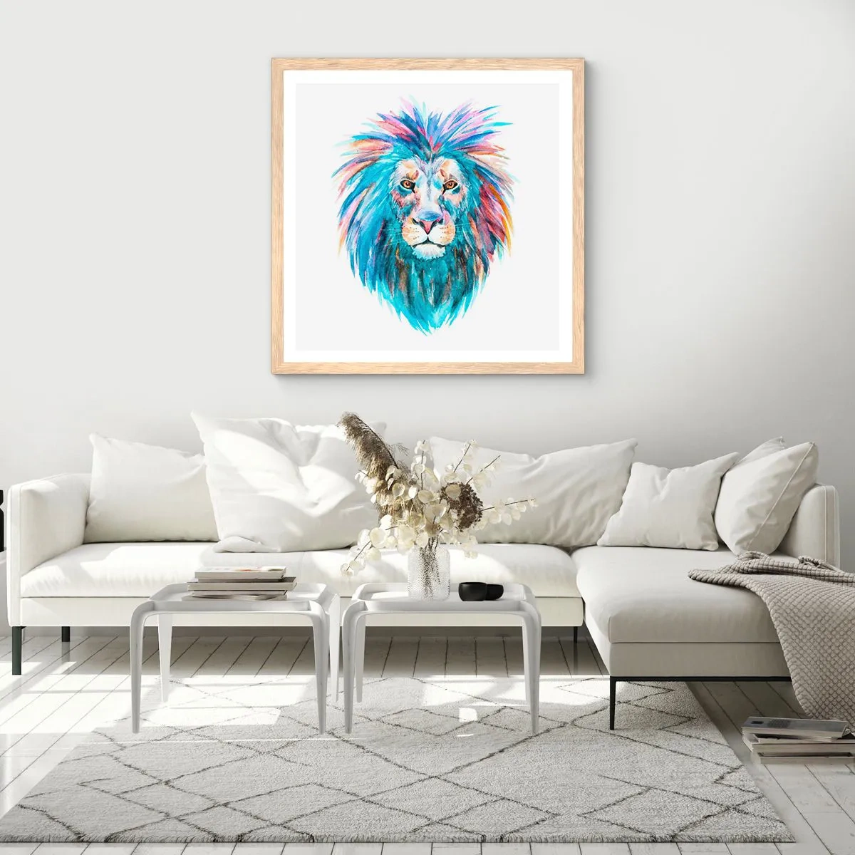 Póster en marco roble claro - Aura electrizante - 50x50 cm