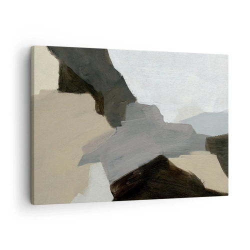 Cuadro sobre lienzo - Impresión de Imagen - Formas abstractas en tonos beige, marrón y gris. - 70x50cm - Abstracción: partes del gris - Decoración de pared moderna para salón y dormitorio ARTTOR