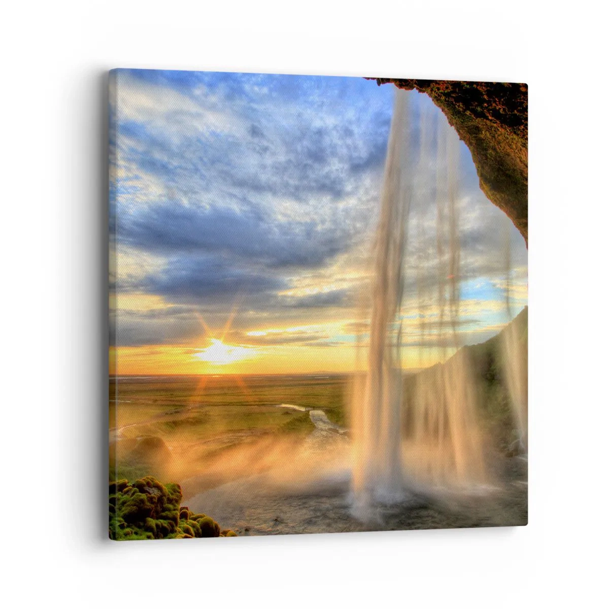 Cuadro sobre lienzo - Impresión de Imagen - El mundo tras el velo de las gotas - 40x40 cm