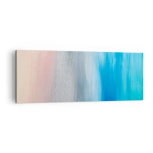 Cuadro sobre lienzo - Impresión de Imagen - Pinceladas abstractas en tonos azules y rosas - 140x50cm - Elementos: aire - Decoración de pared moderna para salón y dormitorio ARTTOR