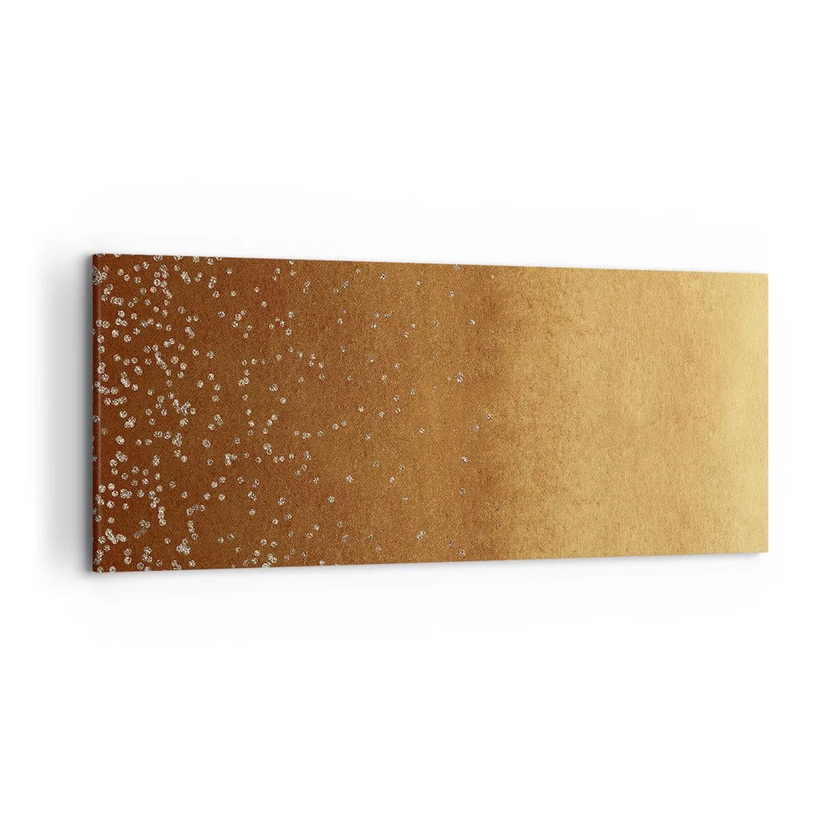 Cuadro sobre lienzo - Impresión de Imagen - Un degradado dorado con brillo sutil y adornos. - 120x50cm - Nacimiento de la luz - Decoración de pared moderna para salón y dormitorio ARTTOR