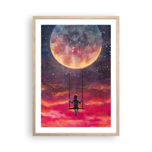 Póster en marco roble claro - Disfrutar de las nubes - 50x70 cm