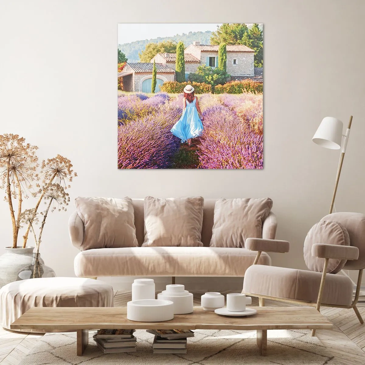 Cuadro sobre lienzo - Impresión de Imagen - La chica de la lavanda - 70x70 cm