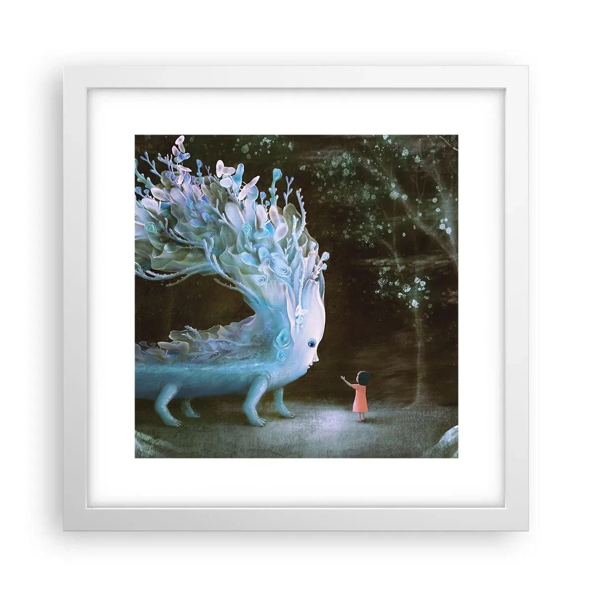 Póster en marco blanco - Una reunión fantástica - 30x30 cm