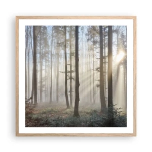 Póster en marco roble claro - La niebla también está despierta - 60x60 cm