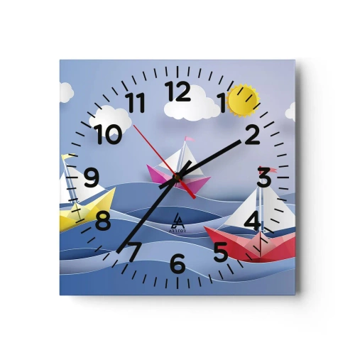Reloj de pared - Reloj de vidrio - Oh, qué agradable es balancearse entre las olas - 30x30 cm