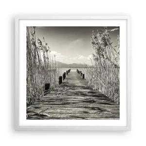 Póster en marco blanco - En la quietud de los juncos - 50x50 cm