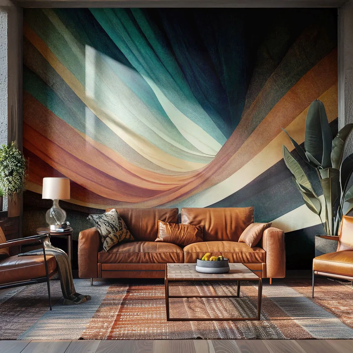 Fotomural Premium Canvas - Tejido de colores - Pedazo, Abstracción, Líneas - 250x175 cm