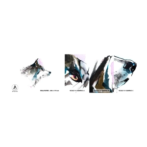 Muestra de fotomural autoadhesivo Deluxe Sticker - Habla del lobo si lo ves - Abstracción, animales, Perro - 100x30 cm