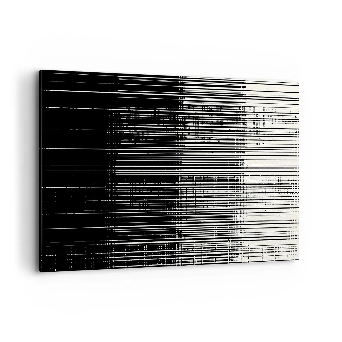 Cuadro sobre lienzo - Impresión de Imagen - Composición abstracta de líneas en blanco y negro contrastantes. - 120x80cm - Ondas y vibraciones - Decoración de pared moderna para salón y dormitorio ARTTOR