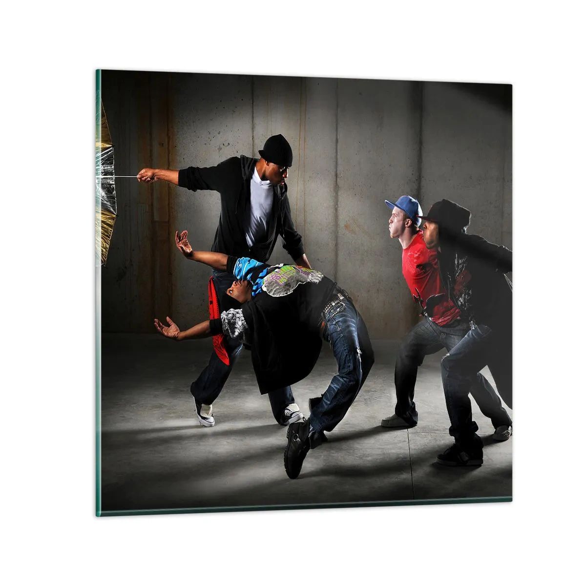 Cuadro sobre vidrio - Impresiones sobre Vidrio - Bailando con el viento de la calle - 40x40 cm