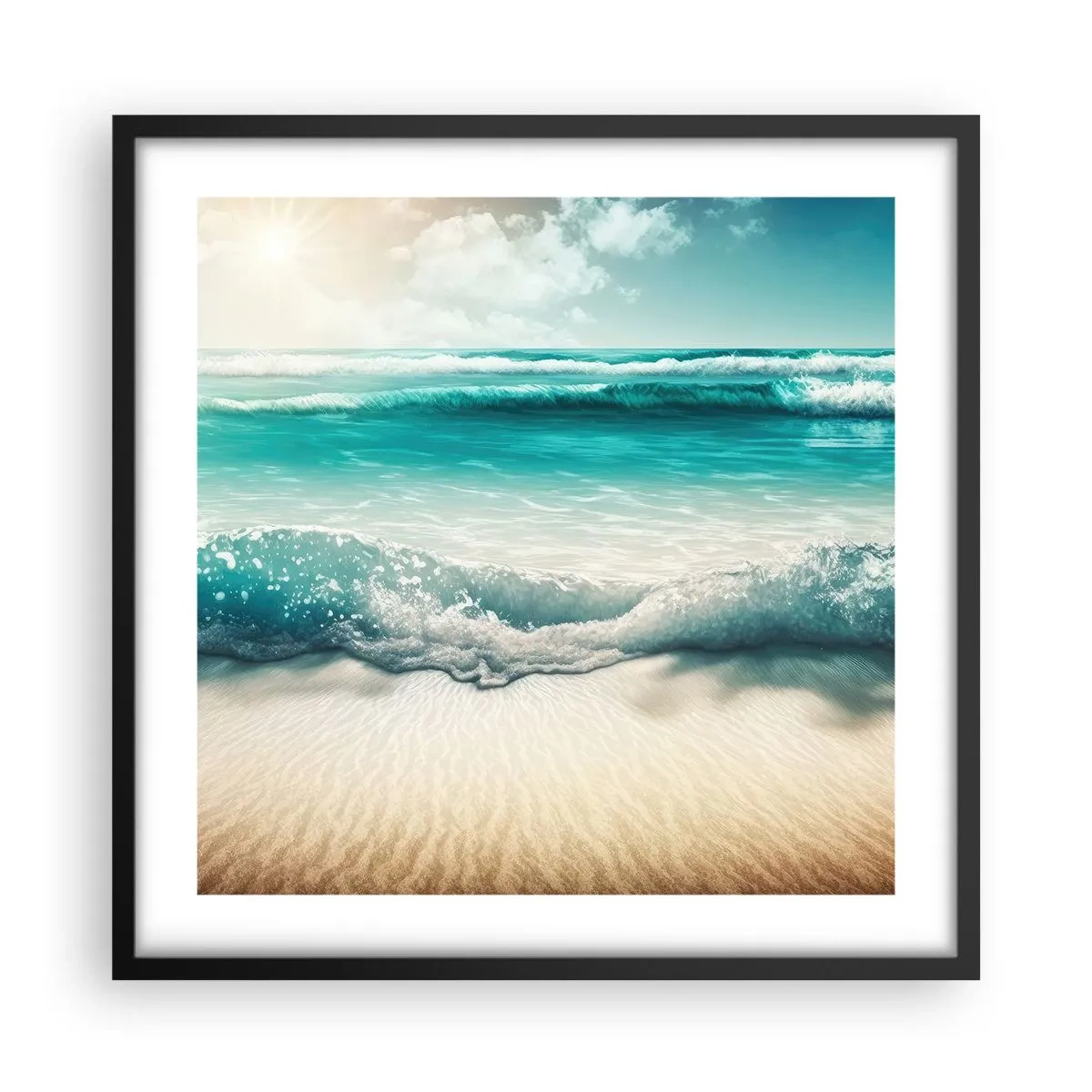 Póster en marco negro - Calma oceánica - 50x50 cm