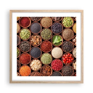 Póster en marco roble claro - Todos los sabores del mundo - 50x50 cm