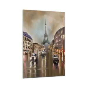Cuadro sobre vidrio - Impresiones sobre Vidrio - Paisaje urbano nocturno de París con vistas a la Torre Eiffel - 70x100cm - Solo ella importa - Decoración de pared moderna para salón y dormitorio ARTTOR