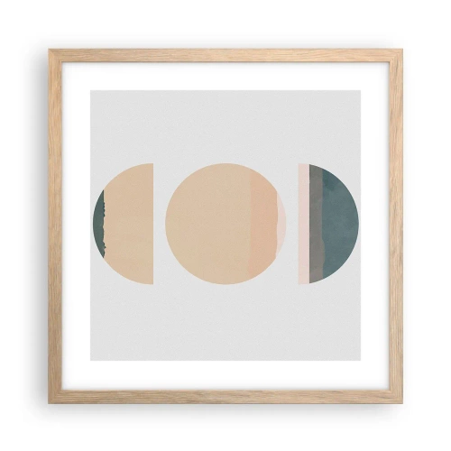 Póster en marco roble claro - Círculo tras círculo - 40x40 cm