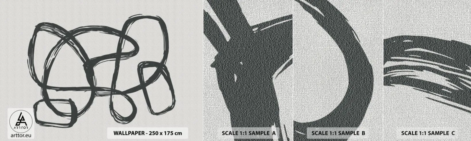 Muestra de fotomural Premium Canvas - Abstracción en bucle - bohemia, Pedazo, minimalista - 100x30 cm