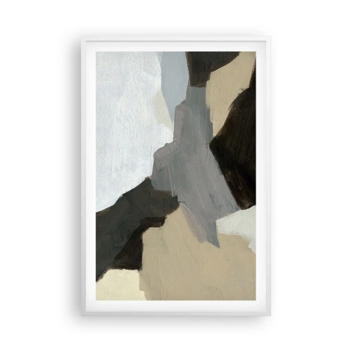 Póster en marco blanco - Abstracción: partes del gris - 61x91 cm