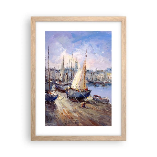 Póster en marco roble claro - Ciudad junto a la bahía - 30x40 cm