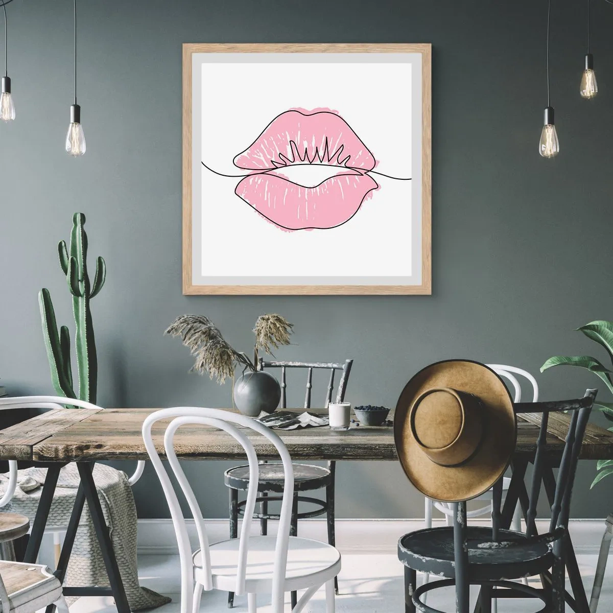 Póster en marco roble claro - ¿Listo para un beso? - 30x30 cm