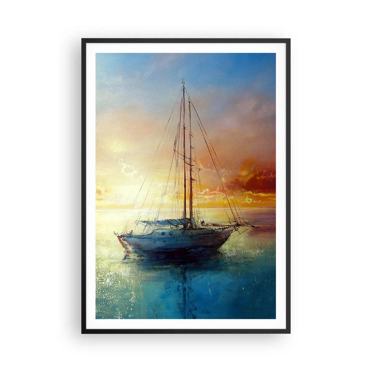 Póster en marco negro - En una bahía dorada - 70x100 cm