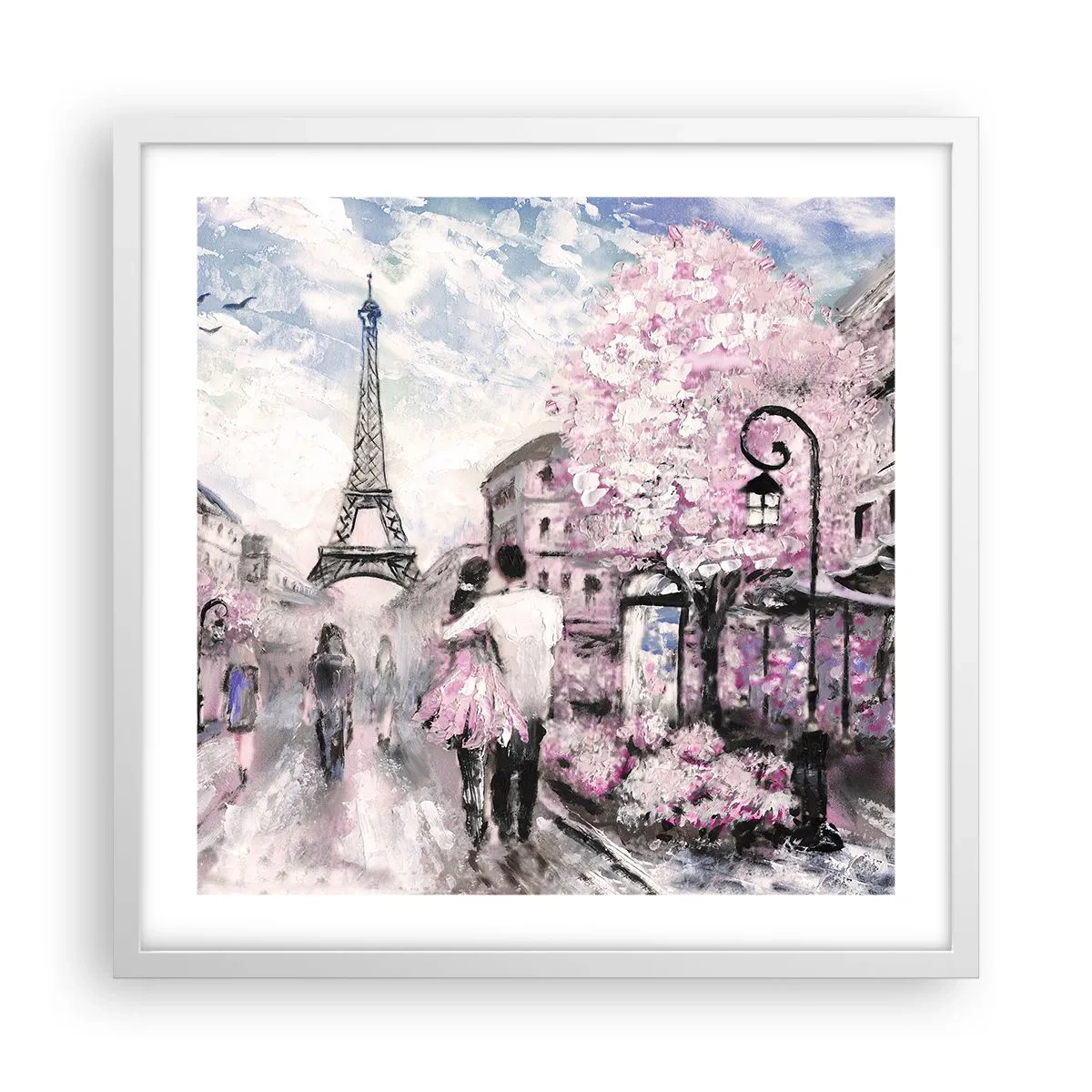 Póster en marco blanco - La ciudad del amor - 50x50 cm