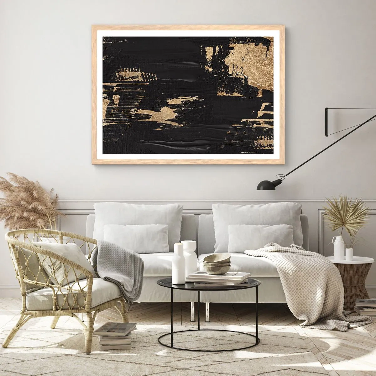 Póster en marco roble claro - Un rastro de tacto - 40x30 cm