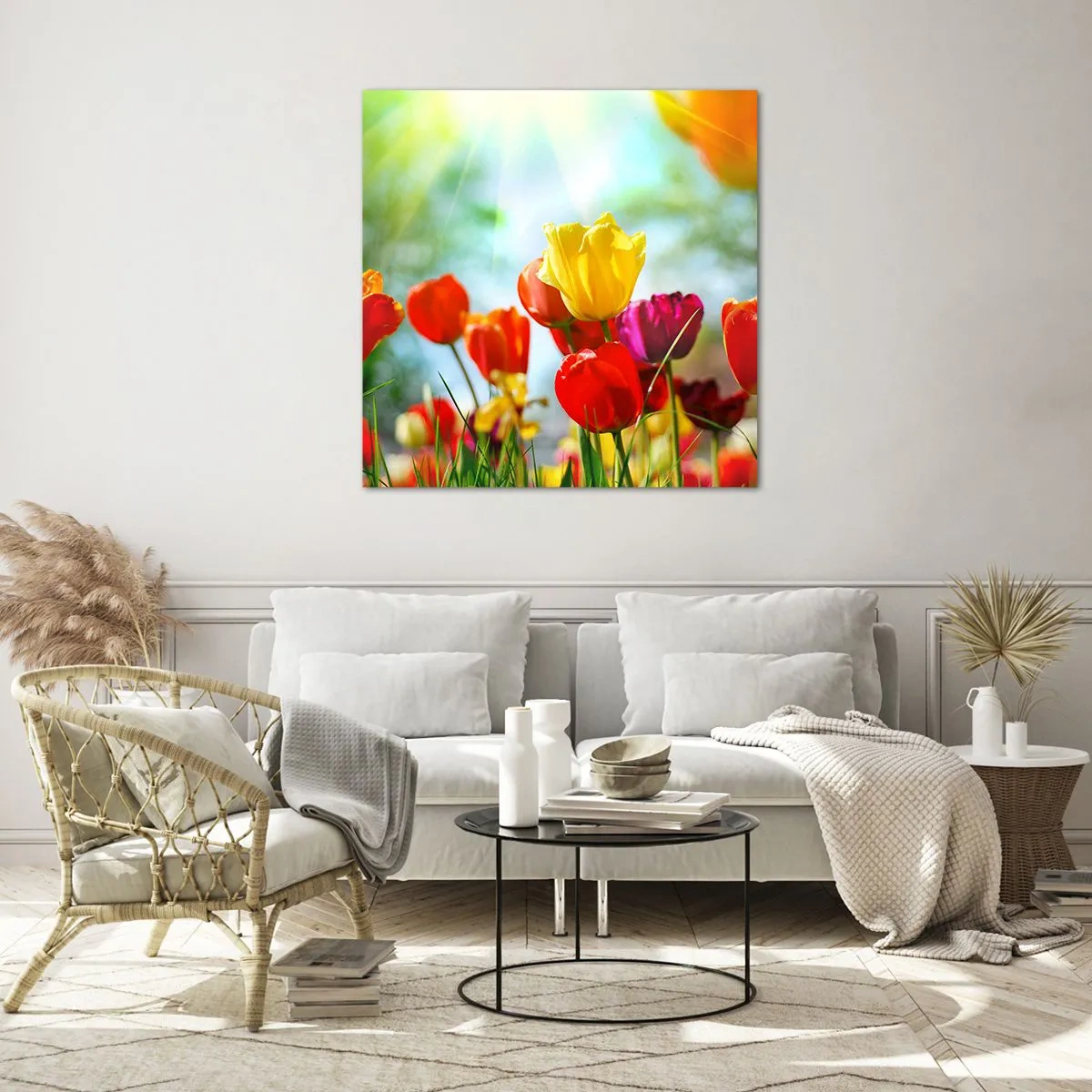 Cuadro sobre vidrio - Impresiones sobre Vidrio - Todos los tonos del sol - 40x40 cm